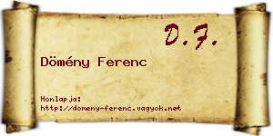 Dömény Ferenc névjegykártya
